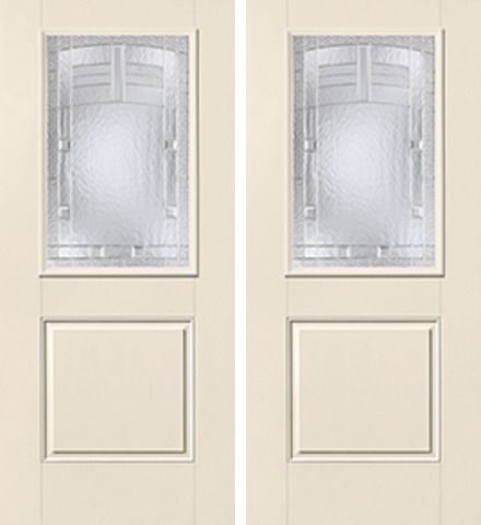 WDMA 68x80 Door (5ft8in by 6ft8in) Exterior Smooth MaplePark Half Lite 1 Panel Star Double Door 1
