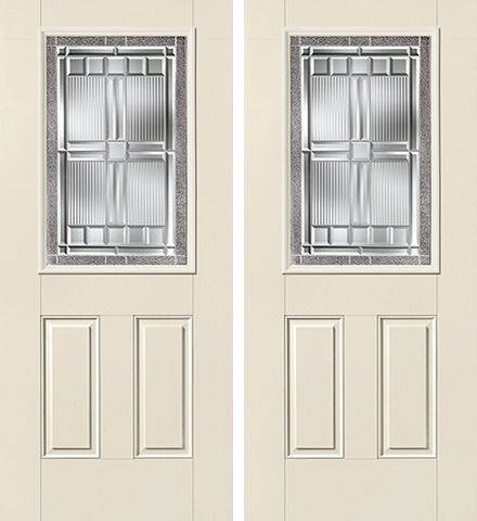 WDMA 68x80 Door (5ft8in by 6ft8in) Exterior Smooth SaratogaTM Half Lite 2 Panel Star Double Door 1