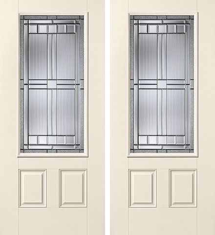 WDMA 68x80 Door (5ft8in by 6ft8in) Exterior Smooth SaratogaTM 3/4 Lite 2 Panel Star Double Door 1