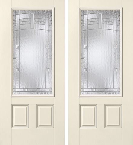 WDMA 68x80 Door (5ft8in by 6ft8in) Exterior Smooth MaplePark 3/4 Lite 2 Panel Star Double Door 1