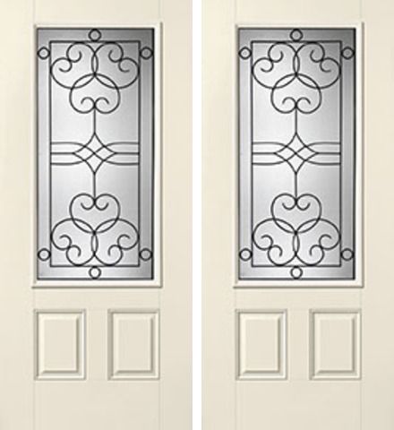 WDMA 68x80 Door (5ft8in by 6ft8in) Exterior Smooth Salinas 3/4 Lite 2 Panel Star Double Door 1