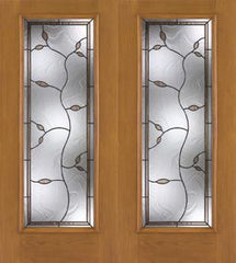 WDMA 68x80 Door (5ft8in by 6ft8in) Exterior Oak Fiberglass Impact Door Full Lite Avonlea 6ft8in Double 2