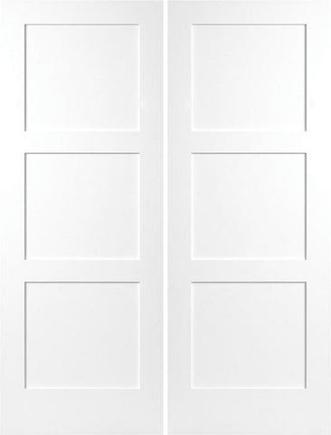 WDMA 68x96 Door (5ft8in by 8ft) Interior Swing Smooth 96in Birkdale 3 Panel Shaker Solid Core Double Door|1-3/4in Thick 1