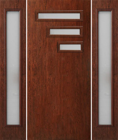 WDMA 70x80 Door (5ft10in by 6ft8in) Exterior Cherry Contemporary Modern 3 Lite Single Entry Door Sidelights FC522 1