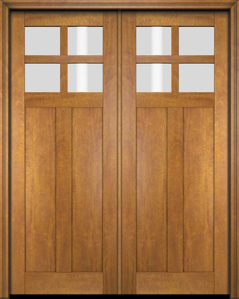 WDMA 70x80 Door (5ft10in by 6ft8in) Exterior Barn Mahogany 4 Lite Craftsman or Interior Double Door 1
