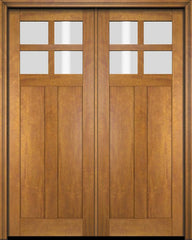 WDMA 70x80 Door (5ft10in by 6ft8in) Exterior Barn Mahogany 4 Lite Craftsman or Interior Double Door 1