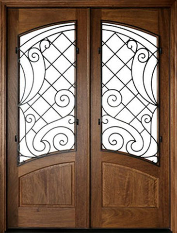 WDMA 72x108 Door (6ft by 9ft) Exterior Mahogany Aberdeen Impact Double Door w Iron #1 1