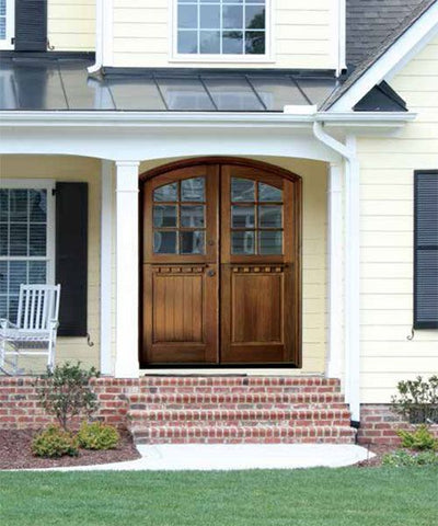WDMA 72x108 Door (6ft by 9ft) Exterior Mahogany Craftsman 1 Panel 6 Lite Double Door/Arch Top 2
