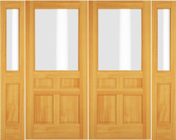 WDMA 72x80 Door (6ft by 6ft8in) Exterior Swing Cherry Wood 1/2 Lite Double Door / 2 Sidelight 1