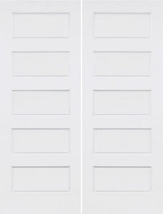 WDMA 72x96 Door (6ft by 8ft) Interior Barn Smooth 96in Conmore 5 Panel Shaker Solid Core Double Door|1-3/4in Thick 1