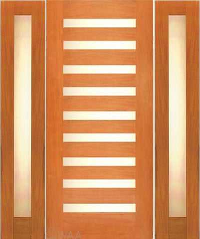 WDMA 72x96 Door (6ft by 8ft) Exterior Mahogany Contemporary Single Door with two Sidelights Laminated Glass 1