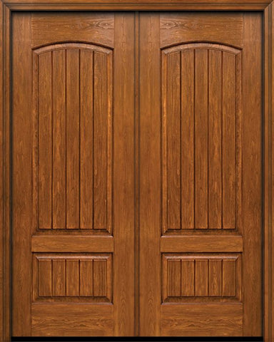 WDMA 72x96 Door (6ft by 8ft) Exterior Cherry 96in Plank Two Panel Double Entry Door 1