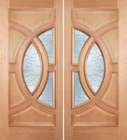 WDMA 72x96 Door (6ft by 8ft) Exterior Mahogany Crescendo Double Door w/ PS Glass 1