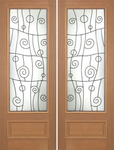 WDMA 72x96 Door (6ft by 8ft) Exterior Mahogany Roma Double Door w/ RM Glass - 8ft Tall 1