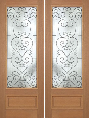 WDMA 72x96 Door (6ft by 8ft) Exterior Mahogany Roma Double Door w/ SM Glass - 8ft Tall 1
