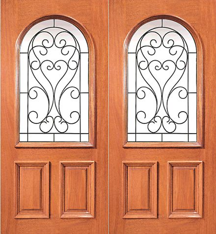 WDMA 72x96 Door (6ft by 8ft) Exterior Mahogany Radius Lite Entry Double Door withIronwork 1
