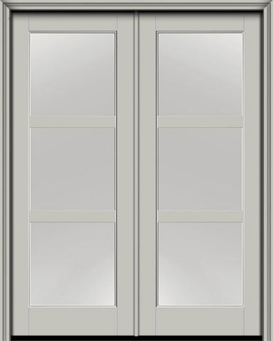 WDMA 72x96 Door (6ft by 8ft) Exterior Smooth 3 Lite 8ft0in Full Lite Flush-Glazed Fiberglass Double Door 1