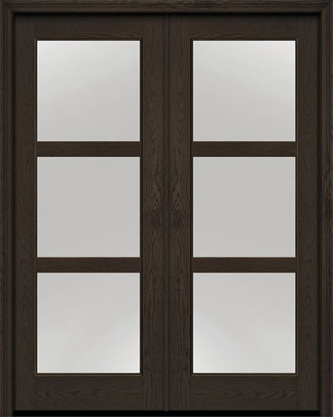 WDMA 72x96 Door (6ft by 8ft) Exterior Oak 3 Lite 8ft0in Full Lite Flush-Glazed Fiberglass Double Door 1