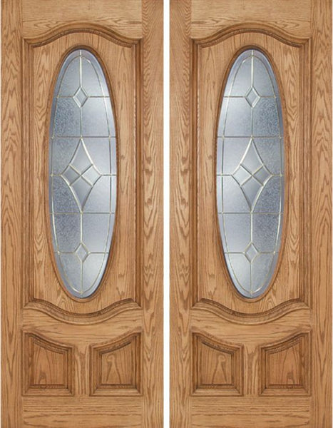 WDMA 72x96 Door (6ft by 8ft) Exterior Oak Dally Double Door w/ A Glass - 8ft Tall 1