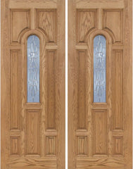 WDMA 72x96 Door (6ft by 8ft) Exterior Oak Carrick Double Door w/ L Glass - 8ft Tall 1