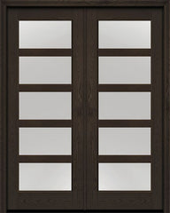 WDMA 72x96 Door (6ft by 8ft) Exterior Oak 5 Lite 8ft0in Full Lite Flush-Glazed Fiberglass Double Door 1