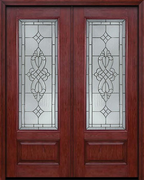 WDMA 72x96 Door (6ft by 8ft) Exterior Cherry 96in 3/4 Lite Double Entry Door Windsor Glass 1