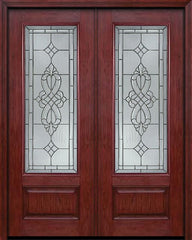 WDMA 72x96 Door (6ft by 8ft) Exterior Cherry 96in 3/4 Lite Double Entry Door Windsor Glass 1