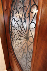 WDMA 72x96 Door (6ft by 8ft) Exterior Mahogany Circle Lite Double Door Scrollwork Ironwork Design 2