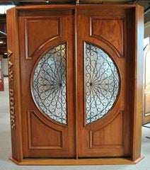WDMA 72x96 Door (6ft by 8ft) Exterior Mahogany Circle Lite Double Door Scrollwork Ironwork Design 5