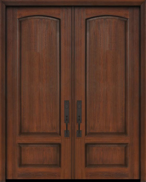 WDMA 72x96 Door (6ft by 8ft) Exterior Cherry Pro 96in Double 2 Panel Arch Door 1