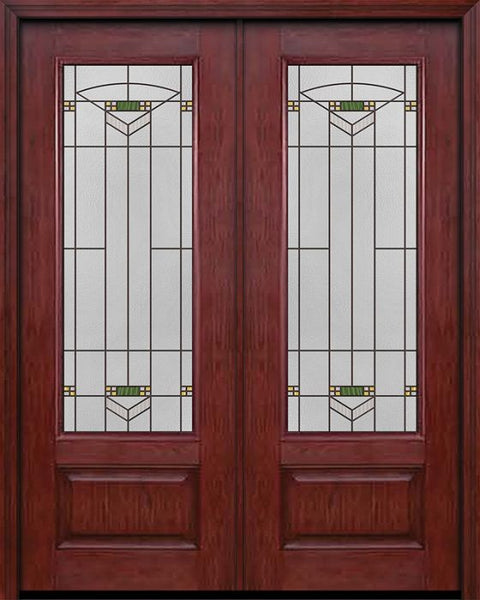 WDMA 72x96 Door (6ft by 8ft) Exterior Cherry 96in 3/4 Lite Double Entry Door Greenfield Glass 1