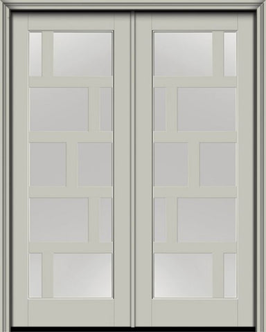 WDMA 72x96 Door (6ft by 8ft) Exterior Smooth Contemporary Asymmetrical 10 Lite 8ft0in Full Lite Flush-Glazed Fiberglass Double Door 1