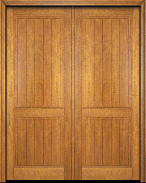 WDMA 72x96 Door (6ft by 8ft) Exterior Barn Mahogany 2 Panel V-Grooved Plank Rustic-Old World or Interior Double Door 1