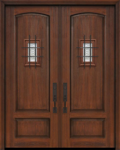 WDMA 72x96 Door (6ft by 8ft) Exterior Cherry Pro 96in Double 2 Panel Arch Door with Speakeasy 1