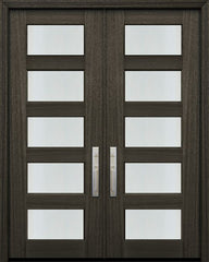 WDMA 72x96 Door (6ft by 8ft) Exterior Mahogany 36in x 96in Double 5 lite TDL Continental DoorCraft Door w/Bevel IG 1
