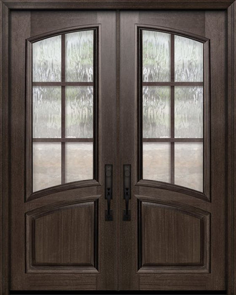 WDMA 72x96 Door (6ft by 8ft) Exterior Mahogany 36in x 96in Double Arch Lite / Rail 6 Lite SDL Portobello Door 1