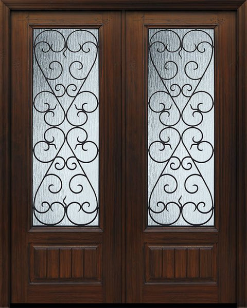 WDMA 72x96 Door (6ft by 8ft) Exterior Cherry Pro 96in Double 1 Panel 3/4 Lite Palermo Door 1