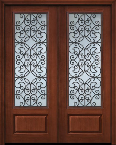 WDMA 72x96 Door (6ft by 8ft) Exterior Cherry Pro 96in Double 1 Panel 3/4 Lite Florence Door 1
