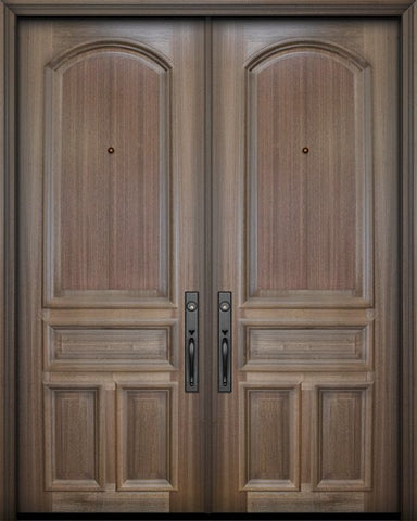 WDMA 72x96 Door (6ft by 8ft) Exterior Mahogany 36in x 96in Double 4 Panel Arch Portobello Door 1