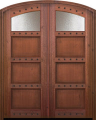 WDMA 72x96 Door (6ft by 8ft) Exterior Mahogany 96in Double Arch Top 1 Lite Continental DoorCraft Door w/Textured Glass 1