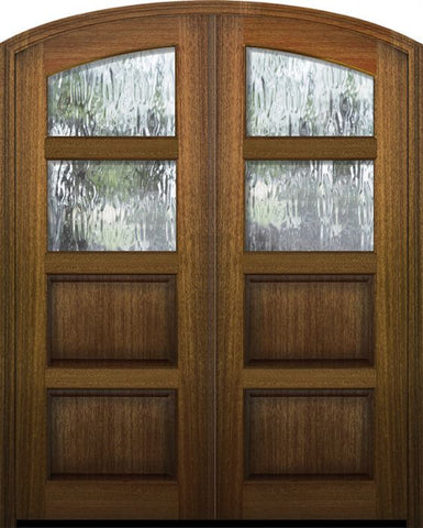 WDMA 72x96 Door (6ft by 8ft) Exterior Mahogany 96in Double Arch Top 2 Lite Continental TDL DoorCraft Door w/Textured Glass 1