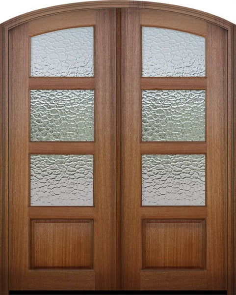 WDMA 72x96 Door (6ft by 8ft) Exterior Mahogany 96in Double Arch Top 3 Lite Continental TDL DoorCraft Door w/Textured Glass 1