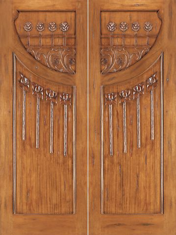 WDMA 72x96 Door (6ft by 8ft) Exterior Mahogany AN-2010-2 Hand Carved 2-Panel Art Nouveau Double Door 1