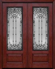 WDMA 72x96 Door (6ft by 8ft) Exterior Cherry 96in 3/4 Lite Double Entry Door Belle Meade Glass 1