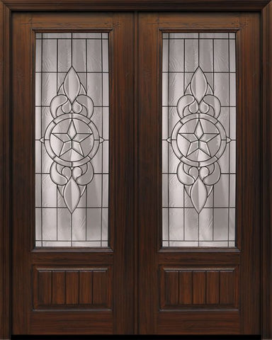 WDMA 72x96 Door (6ft by 8ft) Exterior Cherry Pro 96in Double 1 Panel 3/4 Lite Brazos Door 1