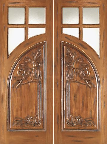 WDMA 72x96 Door (6ft by 8ft) Exterior Mahogany AN-2011-2 4 Lite Tempere Solid Entry TDL Double Door 1