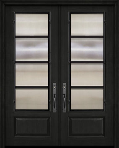 WDMA 72x96 Door (6ft by 8ft) Exterior Cherry Pro 96in Double 1 Panel 3/4 Lite Urban Steel Grille Door 1