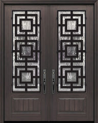 WDMA 72x96 Door (6ft by 8ft) Exterior Cherry Pro 96in Double 1 Panel 3/4 Lite Moderna Steel Grille Door 1