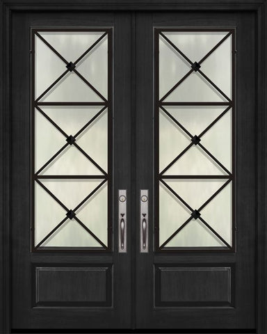 WDMA 72x96 Door (6ft by 8ft) Exterior Cherry Pro 96in Double 1 Panel 3/4 Lite Republic Door 1