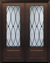 WDMA 72x96 Door (6ft by 8ft) Exterior Cherry Pro 96in Double 1 Panel 3/4 Lite La Salle Door 1
